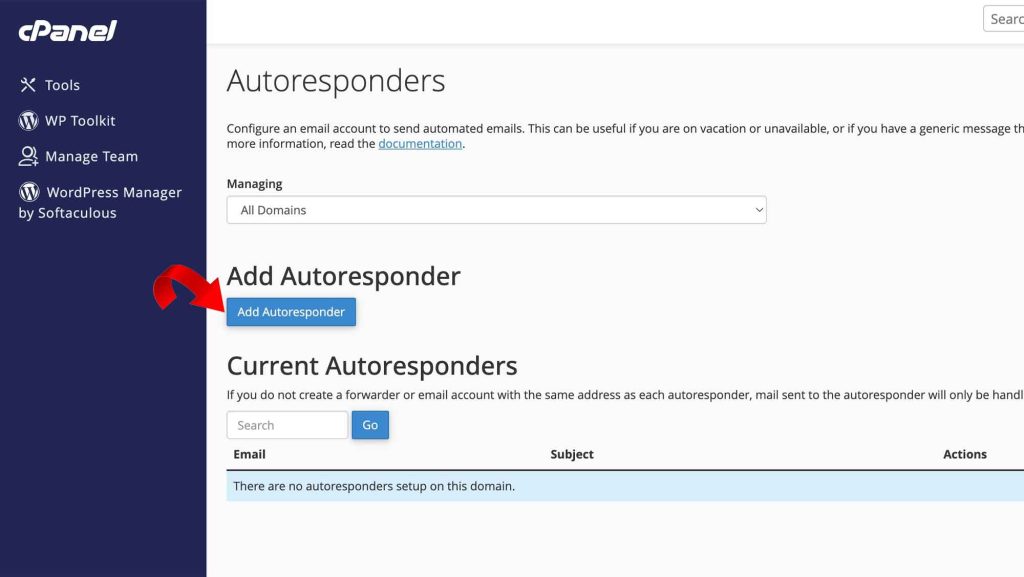 cPanel autoresponders