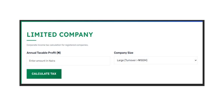 Nigeria tax calculator tool on Boox.ng showing PAYE and corporate tax modules