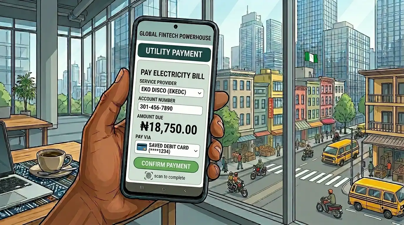 Nigerian user using bill payment apps for utility bills